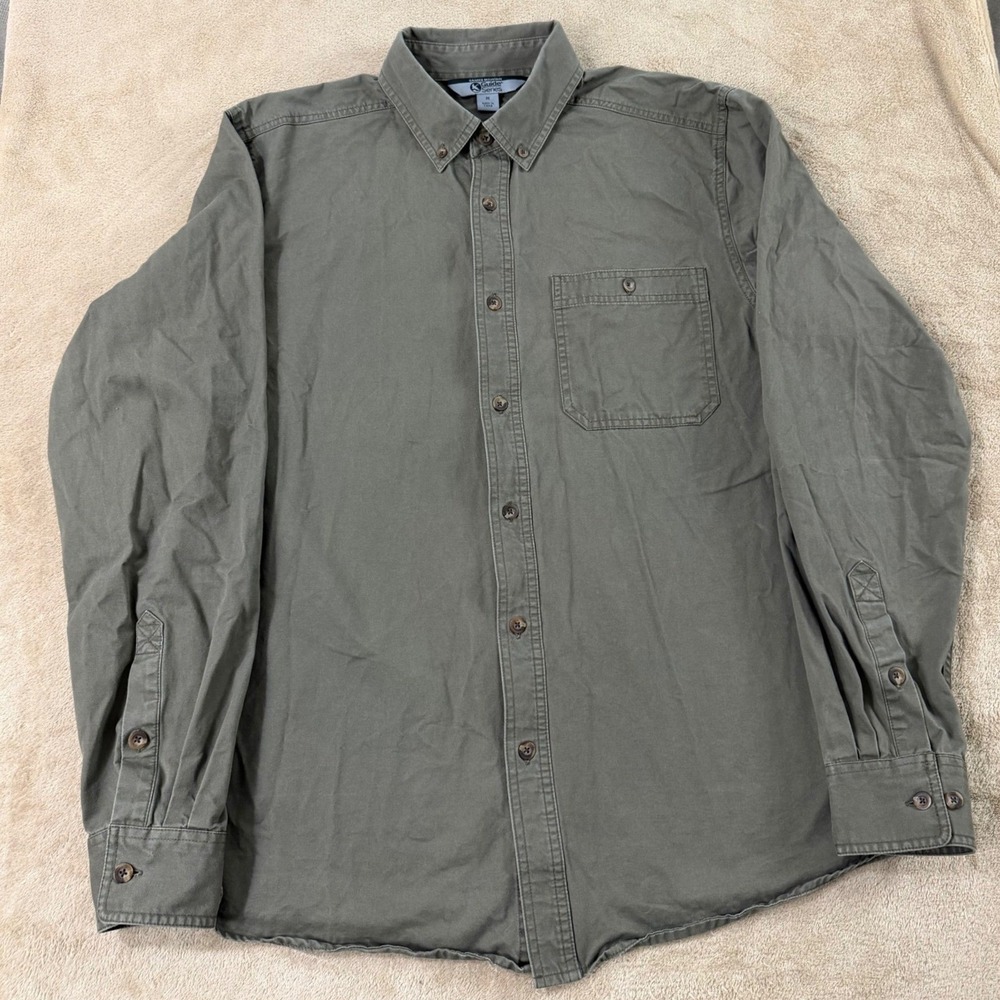 Gander Mountain Guide Series Shirt Mens Medium Olive‎ Green Button Down EUC
